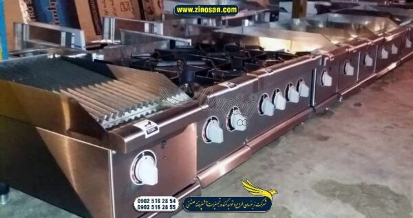 Gas stove with 6 burners, industrial kitchen restaurant, APW design